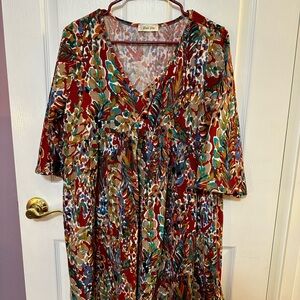 Beeson River Multicolor Patterned Shift Style Dress Size Large